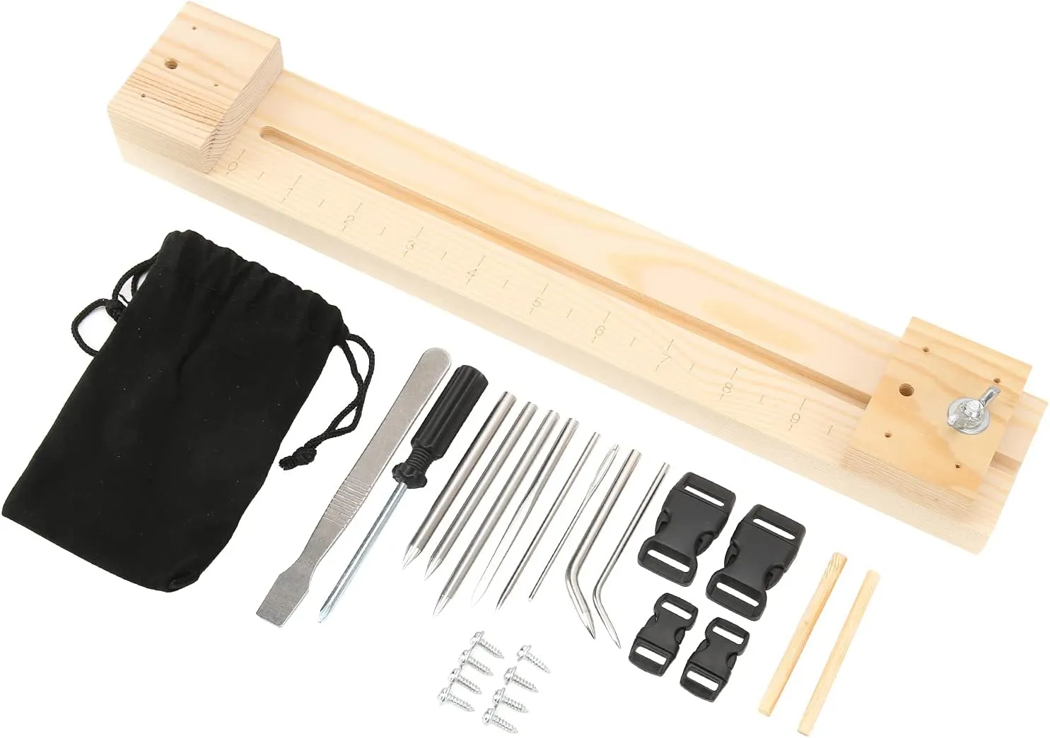 Paracord Bracelet Jig, Weaving Wooden Frame Steel Paracord Needle DIY Combination Paracord Needle Bracelet Weaver Knitting Tool for DIY Wristband Maker
