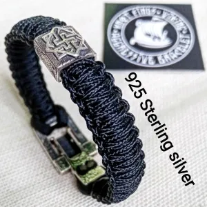 Paracord bracelet. Vikings jewelry for men. Black Celtic bangle.