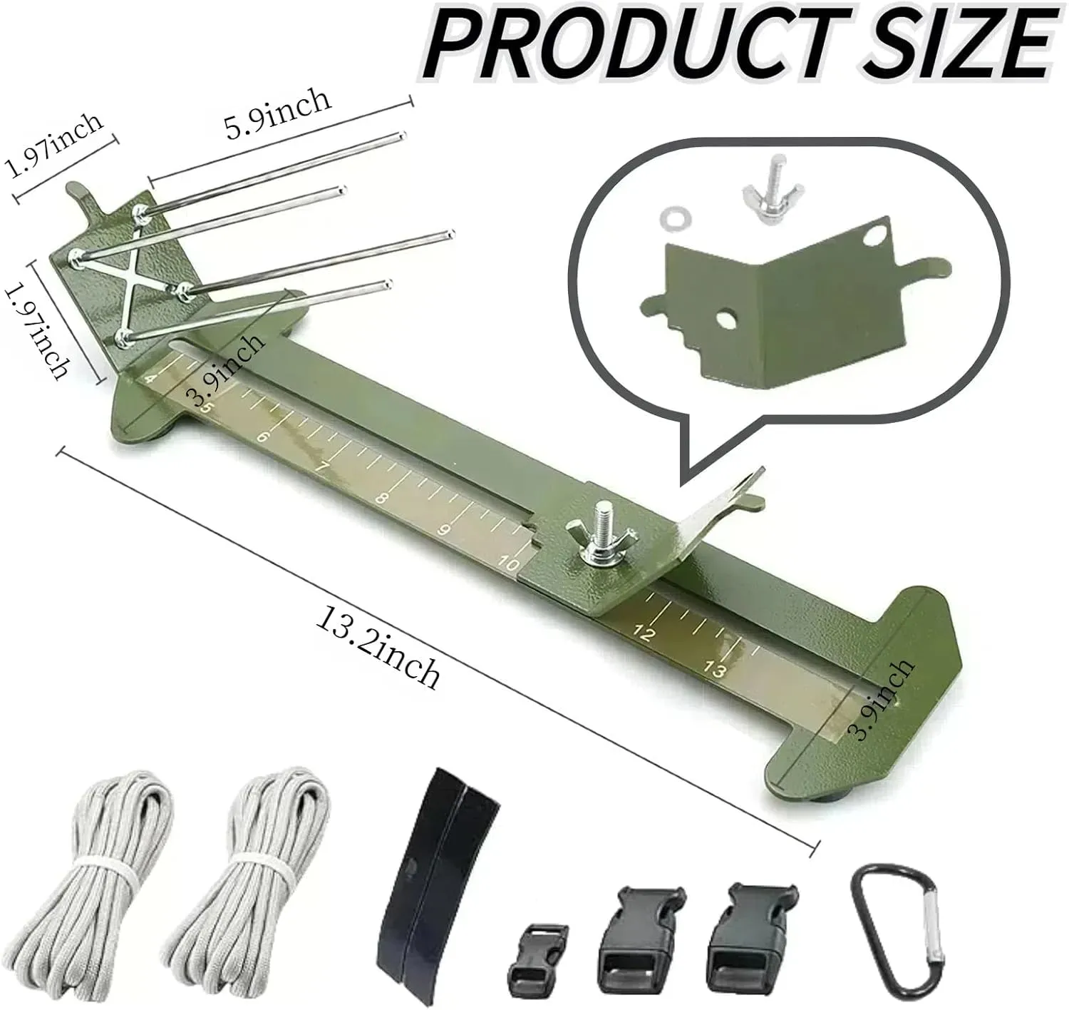 Paracord Jig Tools Bracelet Making Kit Accessories Adjustable Paracord Jig Kit with 2 Cords and 3 Buckles Bracelet Adjustable Length 4" to 13" (Army Green)