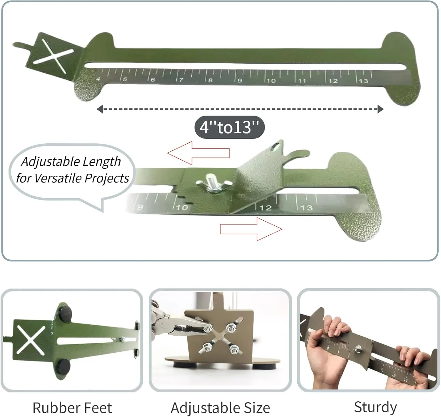 Paracord Jig Tools Bracelet Making Kit Accessories Adjustable Paracord Jig Kit with 2 Cords and 3 Buckles Bracelet Adjustable Length 4" to 13" (Army Green)