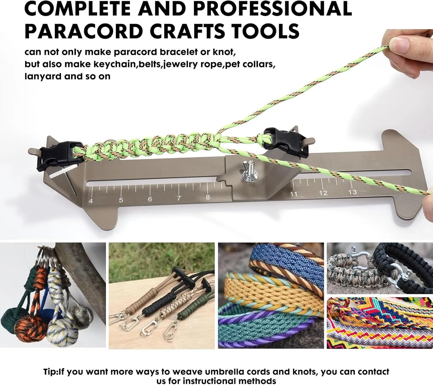Paracord Jig Tools Bracelet Making Kit Accessories Adjustable Paracord Jig Kit with 2 Cords and 3 Buckles Bracelet Adjustable Length 4" to 13" (Army Green)