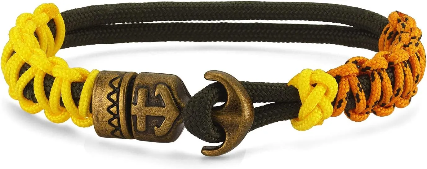 Paracord Men Bracelet Multi Style Adjustable Antic Anchor Premium Durable Mens Bracelet Resistant Waterproof Survival Paracord Handmade Nautical Wristband for Men Women