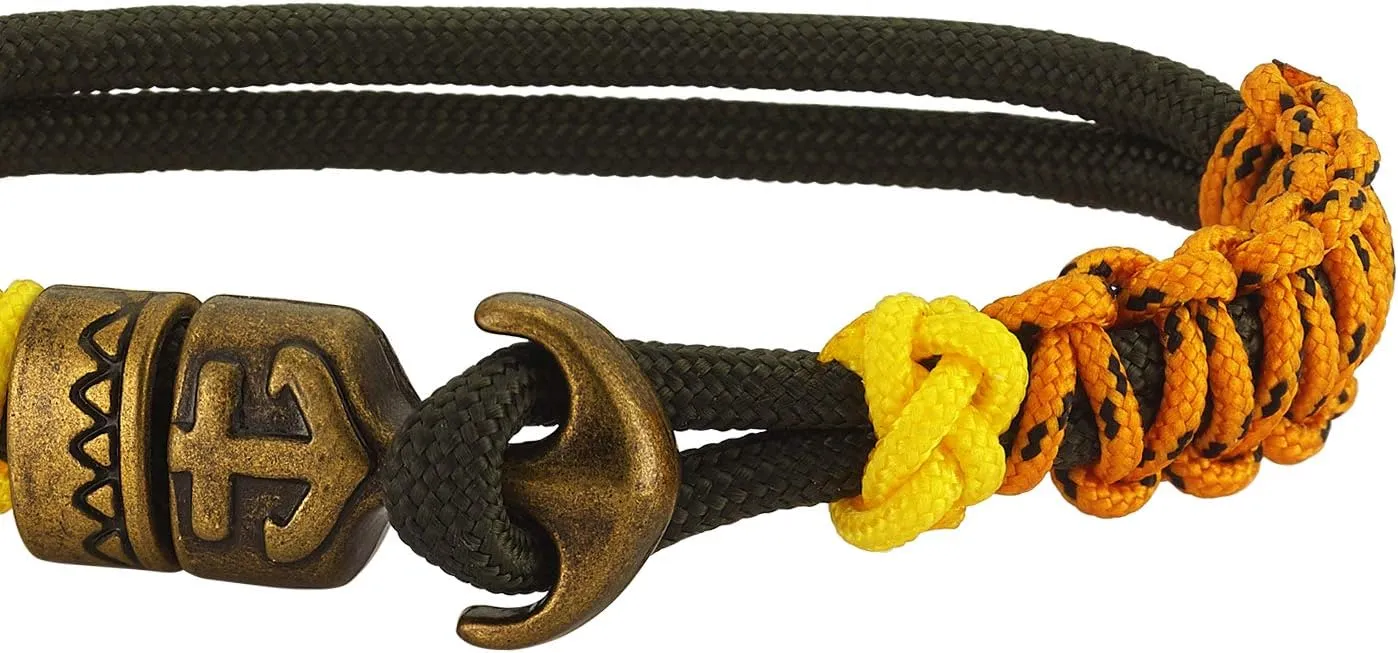 Paracord Men Bracelet Multi Style Adjustable Antic Anchor Premium Durable Mens Bracelet Resistant Waterproof Survival Paracord Handmade Nautical Wristband for Men Women