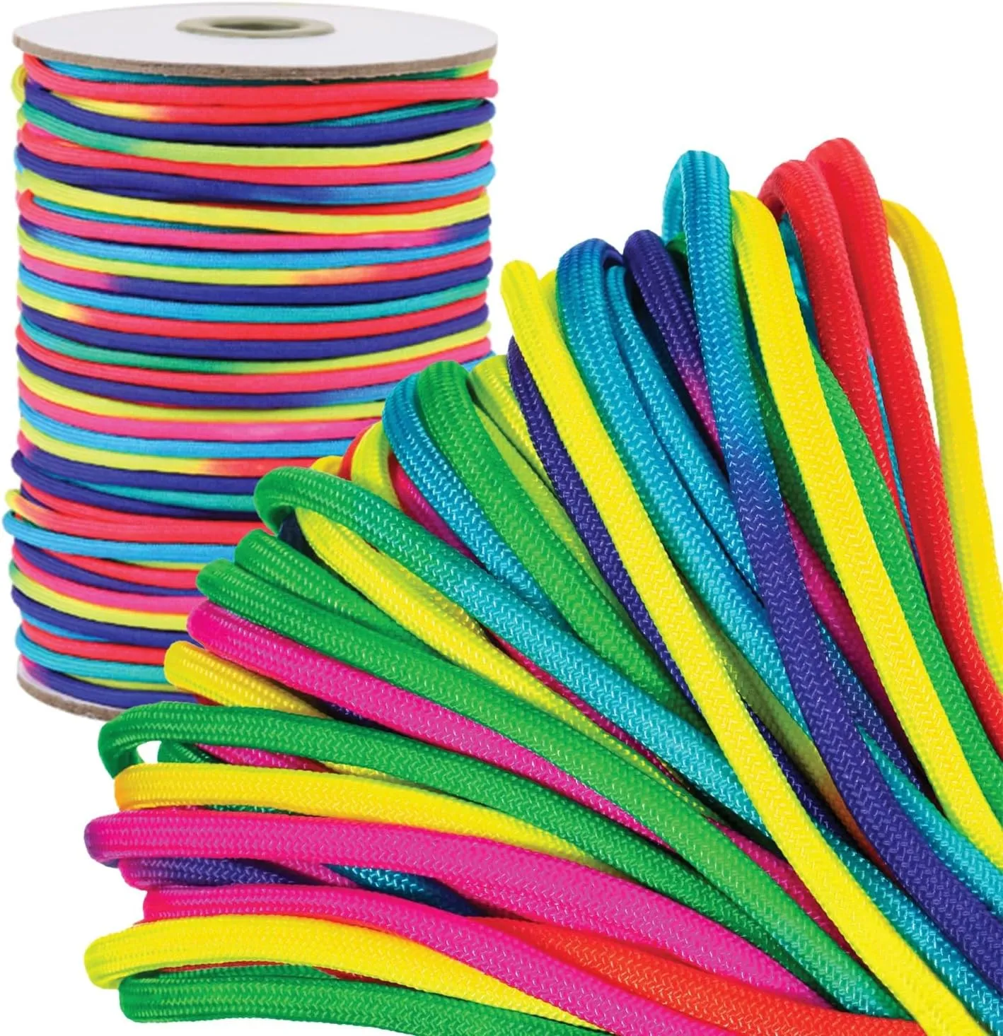Paracord Planet Neon Rainbow 550 Paracord - 250ft - Soft Nylon - Tactical, Utility, & Outdoor Rope - Bracelet String