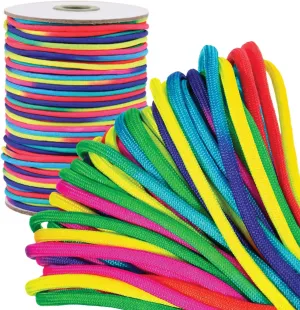 Paracord Planet Neon Rainbow 550 Paracord - 250ft - Soft Nylon - Tactical, Utility, & Outdoor Rope - Bracelet String