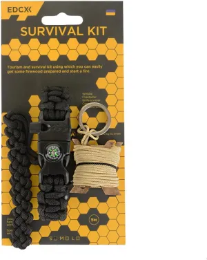 Paracord Survival Kit with Kevlar Saw - Black