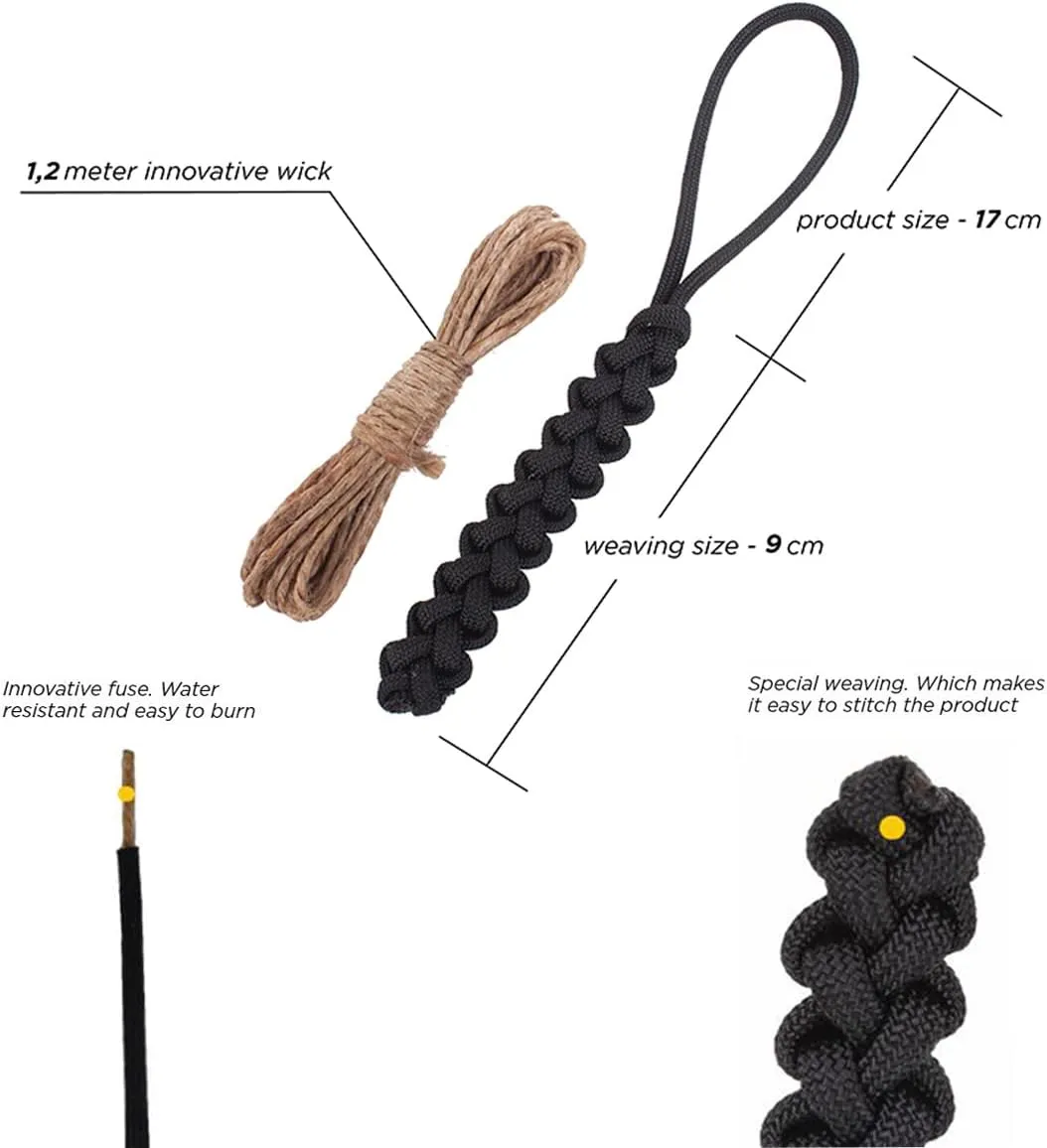 Paracord Survival Kit with Kevlar Saw - Black