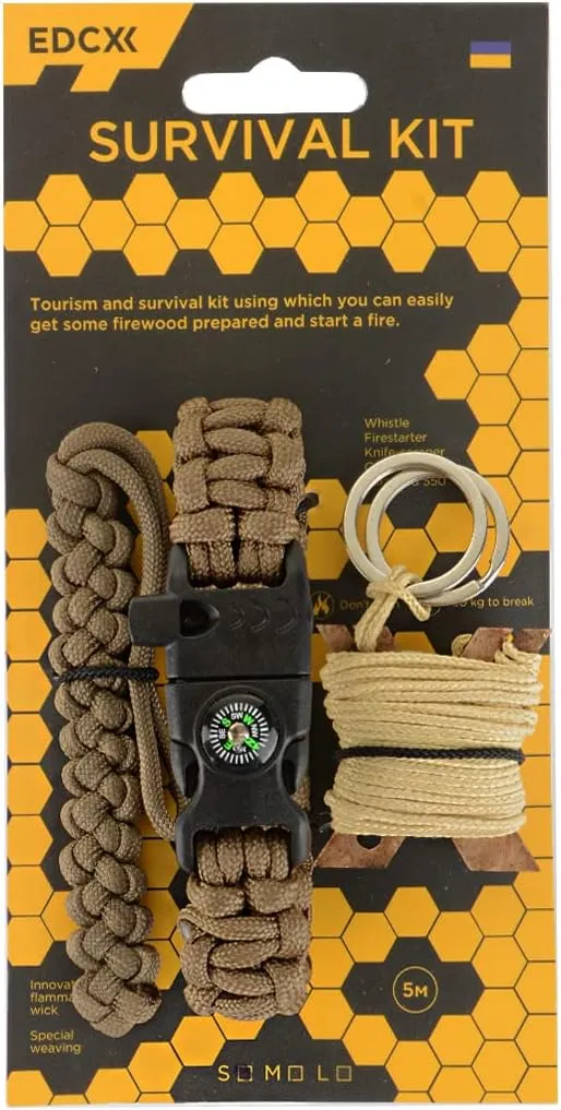 Paracord Survival Kit with Kevlar Saw - Coyote