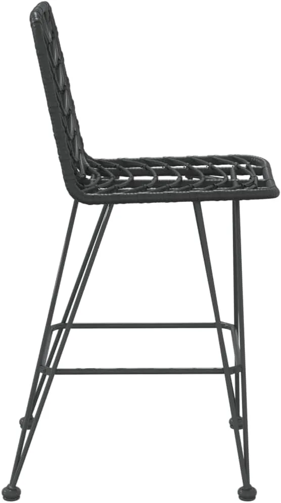 PE Rattan Bar Stools 2-Pack Black Steel Frame UV-Resistant Outdoor Patio Furniture for Garden Balcony Bar Counter 17.7x22x40.7 Inch with Backrest
