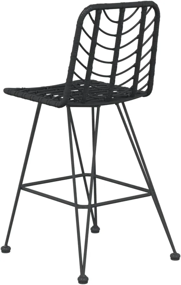 PE Rattan Bar Stools 2-Pack Black Steel Frame UV-Resistant Outdoor Patio Furniture for Garden Balcony Bar Counter 17.7x22x40.7 Inch with Backrest