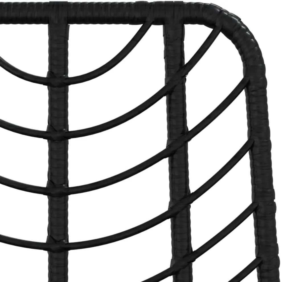 PE Rattan Bar Stools 2-Pack Black Steel Frame UV-Resistant Outdoor Patio Furniture for Garden Balcony Bar Counter 17.7x22x40.7 Inch with Backrest