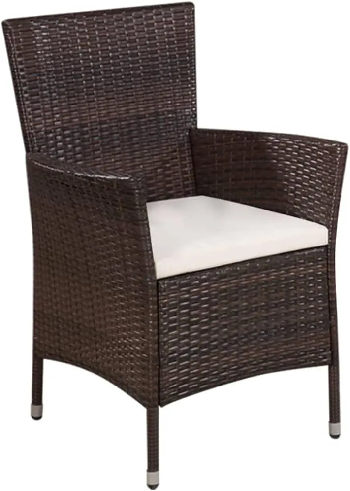 PE Rattan Patio Chair and Stool Set with Cream Cushions, Outdoor Dining Chairs, Water-Resistant Garden Furniture for Poolside, Beach, Backyard