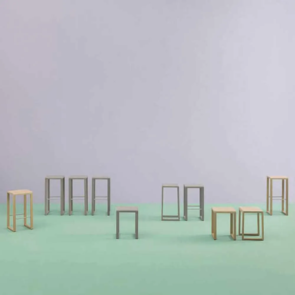Pedrali Brera 383 low stool in bleached oak with seat H.46 cm.