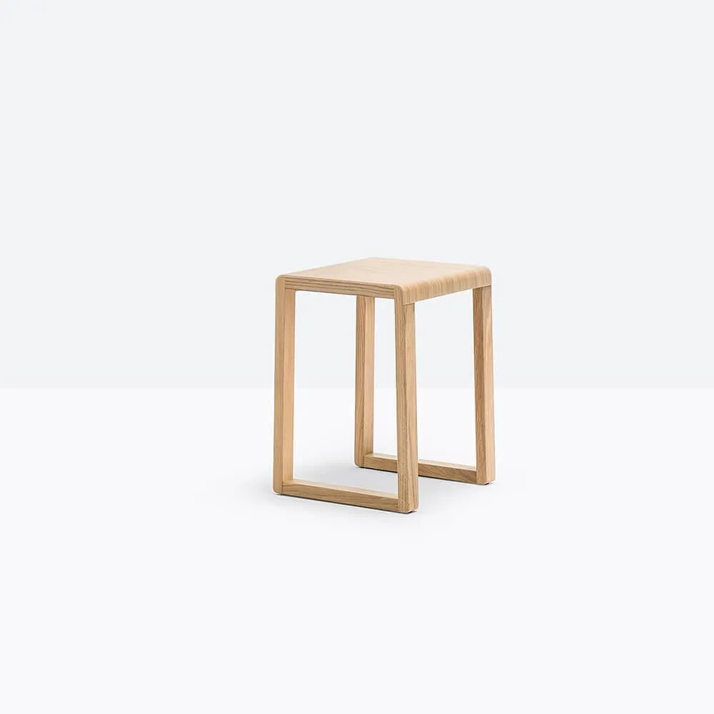 Pedrali Brera 383 low stool in bleached oak with seat H.46 cm.
