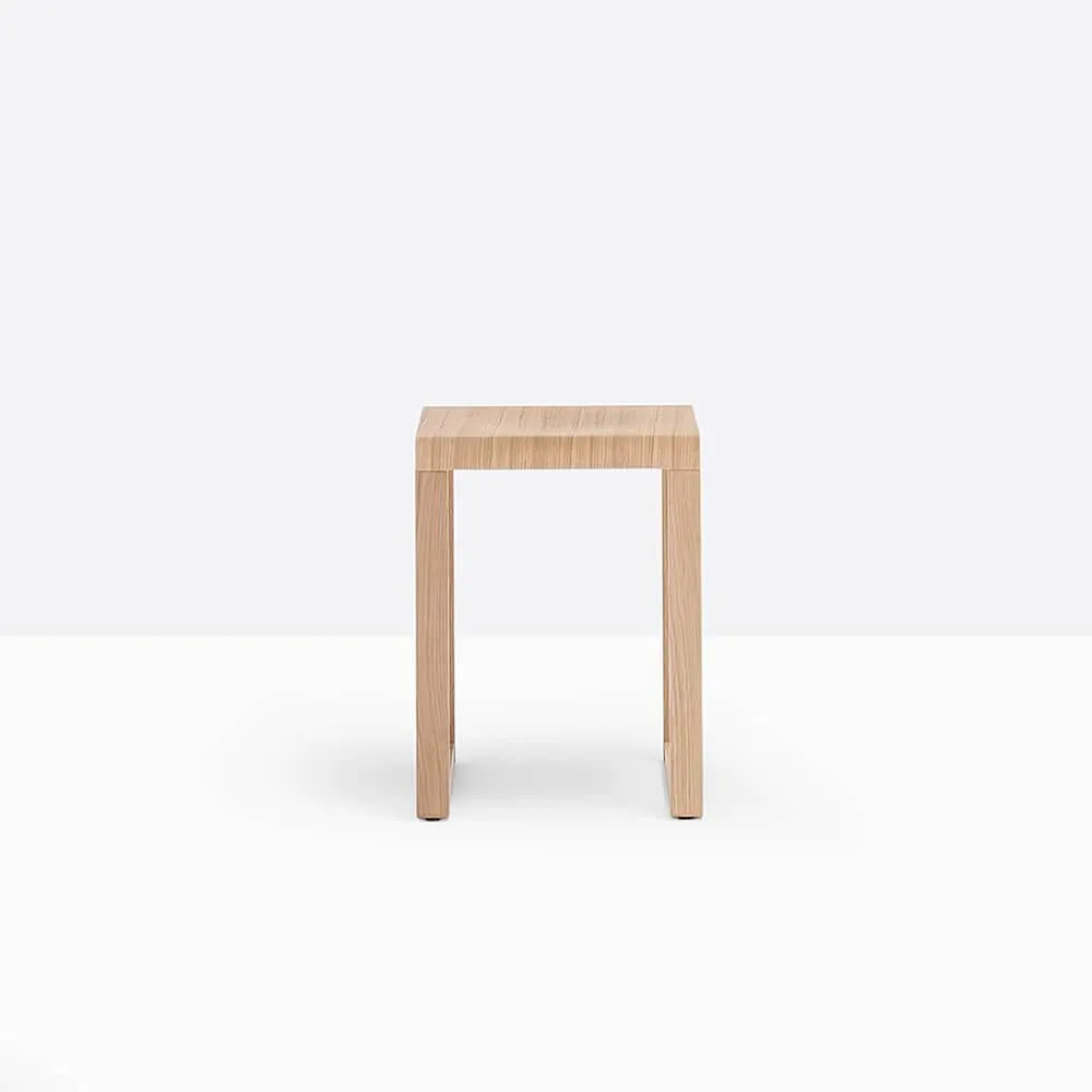 Pedrali Brera 383 low stool in bleached oak with seat H.46 cm.