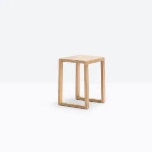 Pedrali Brera 383 low stool in bleached oak with seat H.46 cm.
