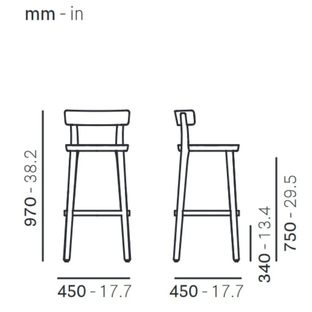Pedrali Folk 2936 stool with seat H.65 cm.
