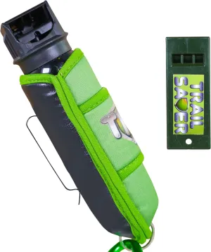Pepper Spray for Hiking, Camping & Frontiersman - Police Grade Strength - Safety Package w/Compass, LED Light, Safety Whistle, Carabiner & Heavy Duty Metal Belt Clip