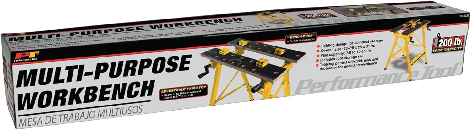 Performance Tool W54025 Portable Multipurpose Workbench and Vise (200 lbs Capacity) , Yellow
