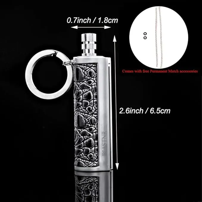 Permanent Match Matchstick Fire Starter - 2 Pack, Keychain Flint Metal Immortal Lighter, Kerosene Refillable Flint Lighter for Camping Hiking