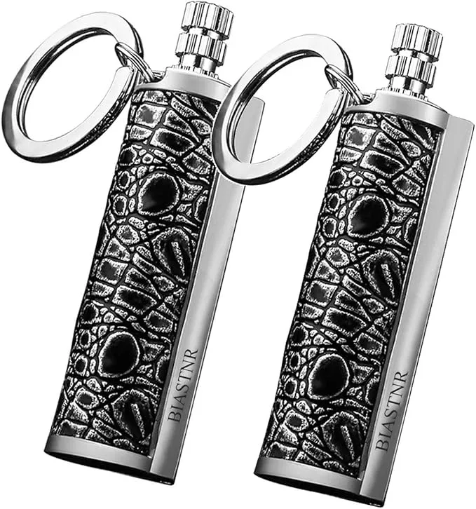 Permanent Match Matchstick Fire Starter - 2 Pack, Keychain Flint Metal Immortal Lighter, Kerosene Refillable Flint Lighter for Camping Hiking