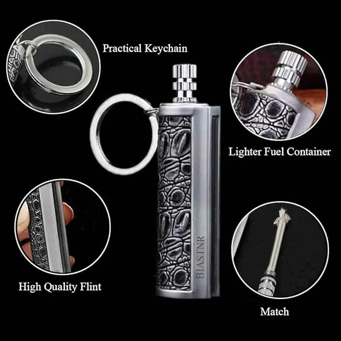 Permanent Match Matchstick Fire Starter - 2 Pack, Keychain Flint Metal Immortal Lighter, Kerosene Refillable Flint Lighter for Camping Hiking