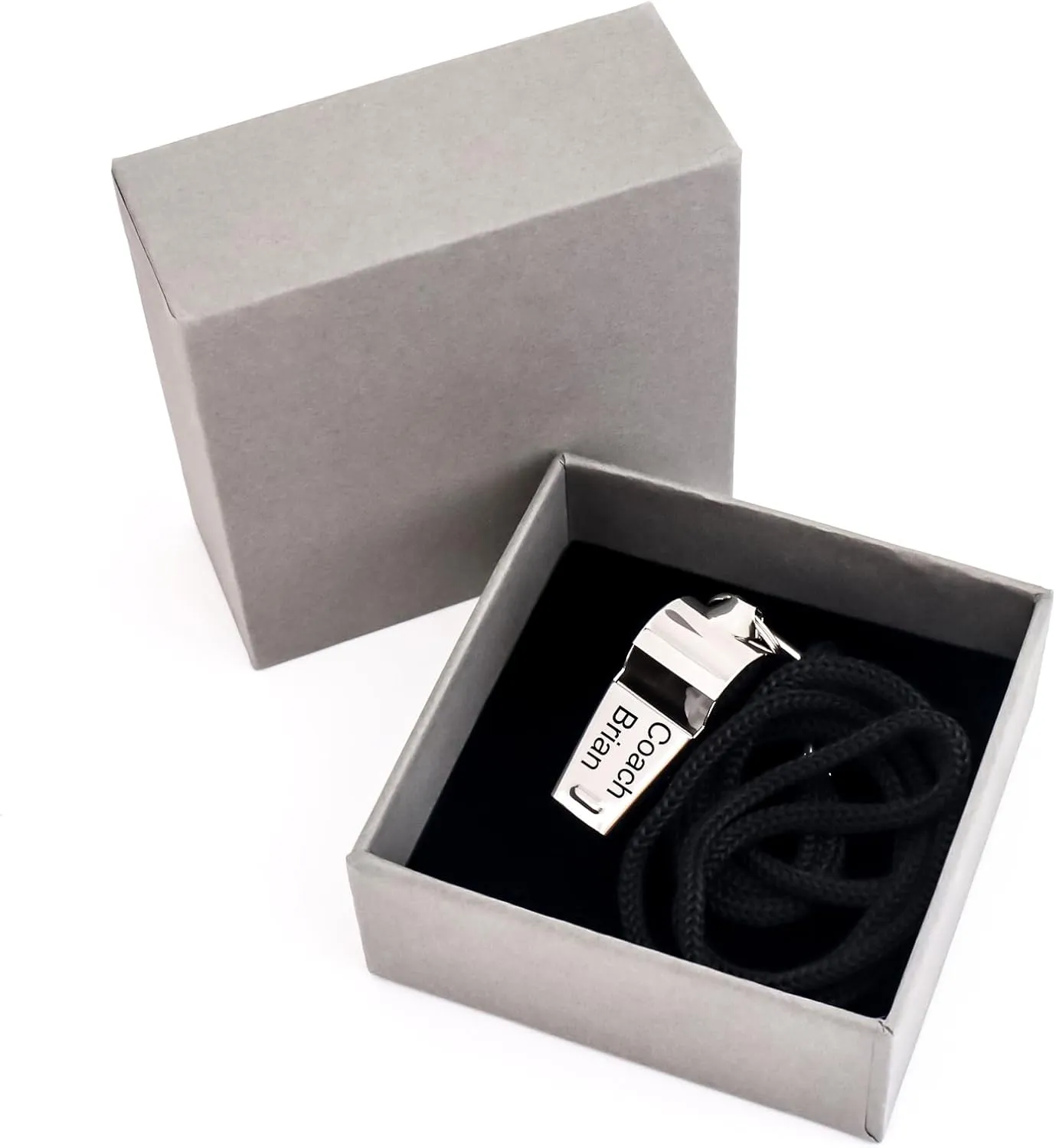 Personalized Coach Whistle Custom Name Whistle with Gift Box Engraved Text on Three Sides Customized Gift Whistle for Coach Referee Teacher Gift for Coach Christmas Coach Gift