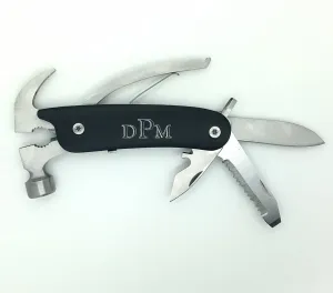 Personalized Engraved Hammer Shaped Folding Metal Multi Tool in Gift Box