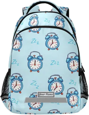 Personalized Toddler Backpack School Girls Boys Bookbag Kids Bags Blue Alarm Clock Children Student Daypack Travel Teen Name Customized
