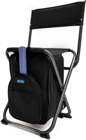 Pickleball Chair Backpack with Backrest Folding Stool Chair Compact and Paddle Sleeve for Men and Women, Supports 225 lbs
