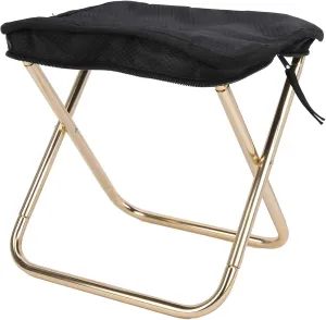 Pilipane Aluminum Alloy Folding Stool Portable Lightweight Durable Outdoor Camping Fishing Hiking BBQ Oxford Cloth Golden