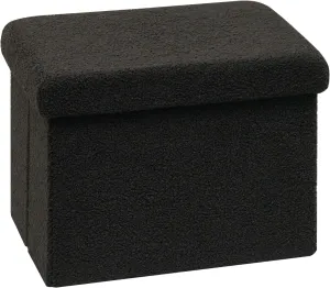 PINPLUS Storage Ottoman Foot Rest Stool, 16.5inches Sherpa Folding Ottoman Cube, Black Color