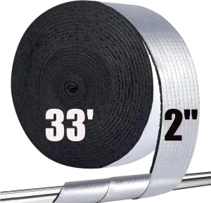 Pipe Insulation Wrap Foam Tube 2" W x 33 FT Self Adhesive Outdoor Foam and Foil Water Pipes Insulation Wrap for Winter