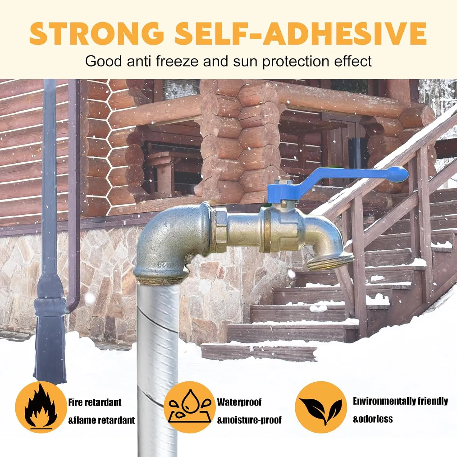 Pipe Insulation Wrap Foam Tube 2" W x 33 FT Self Adhesive Outdoor Foam and Foil Water Pipes Insulation Wrap for Winter