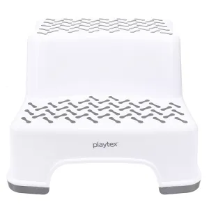 Playtex White 2-Tier Step Stool, Kids Bathroom and Bedroom Plastic Step Stool
