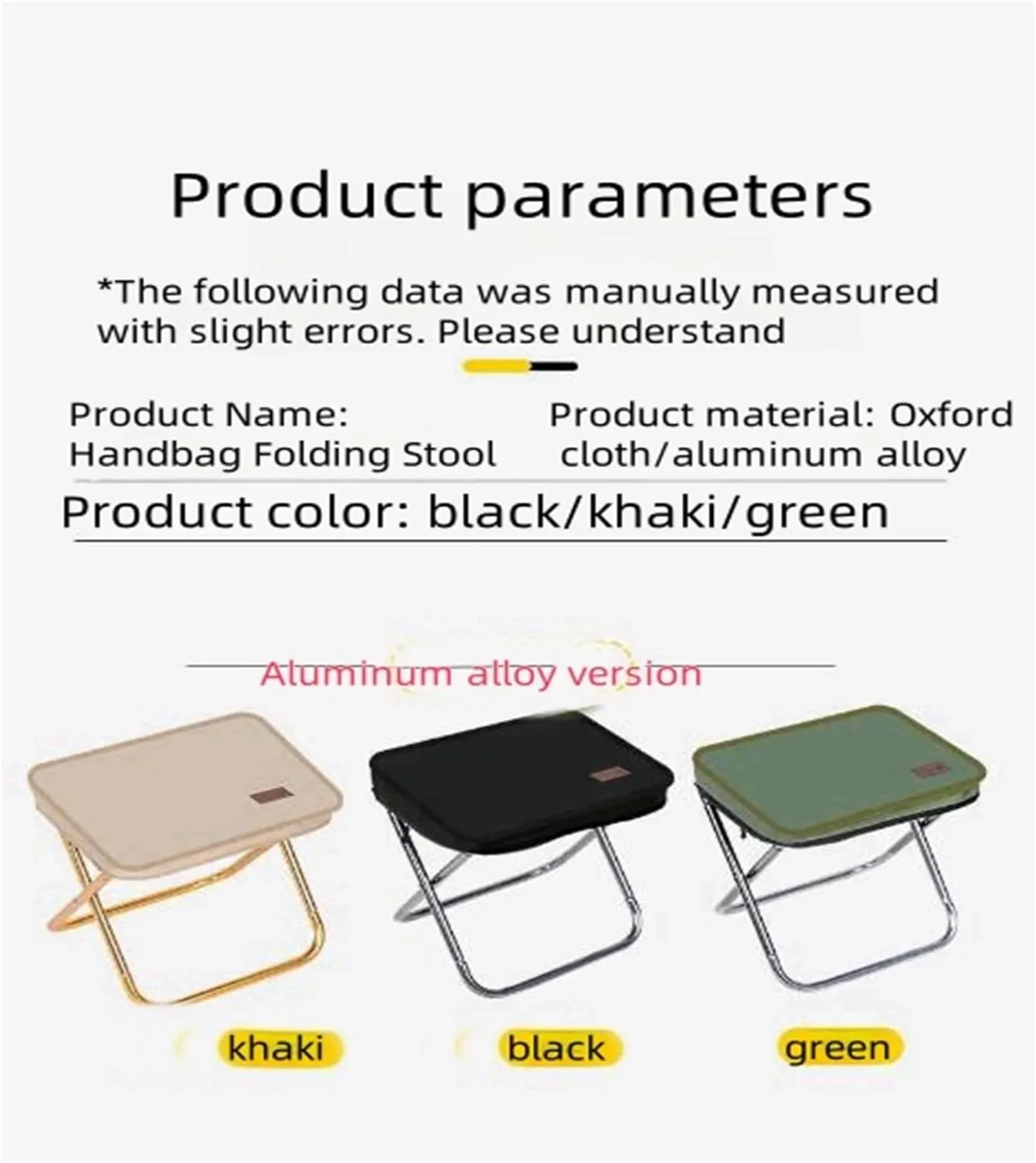 Pocket Handbag Stool，Pencil Bag Folding Stool for Sketching, Camping, Horse Tying, Fishing, Tourism, Leisure, Outdoor Small Stool(Black,Small)