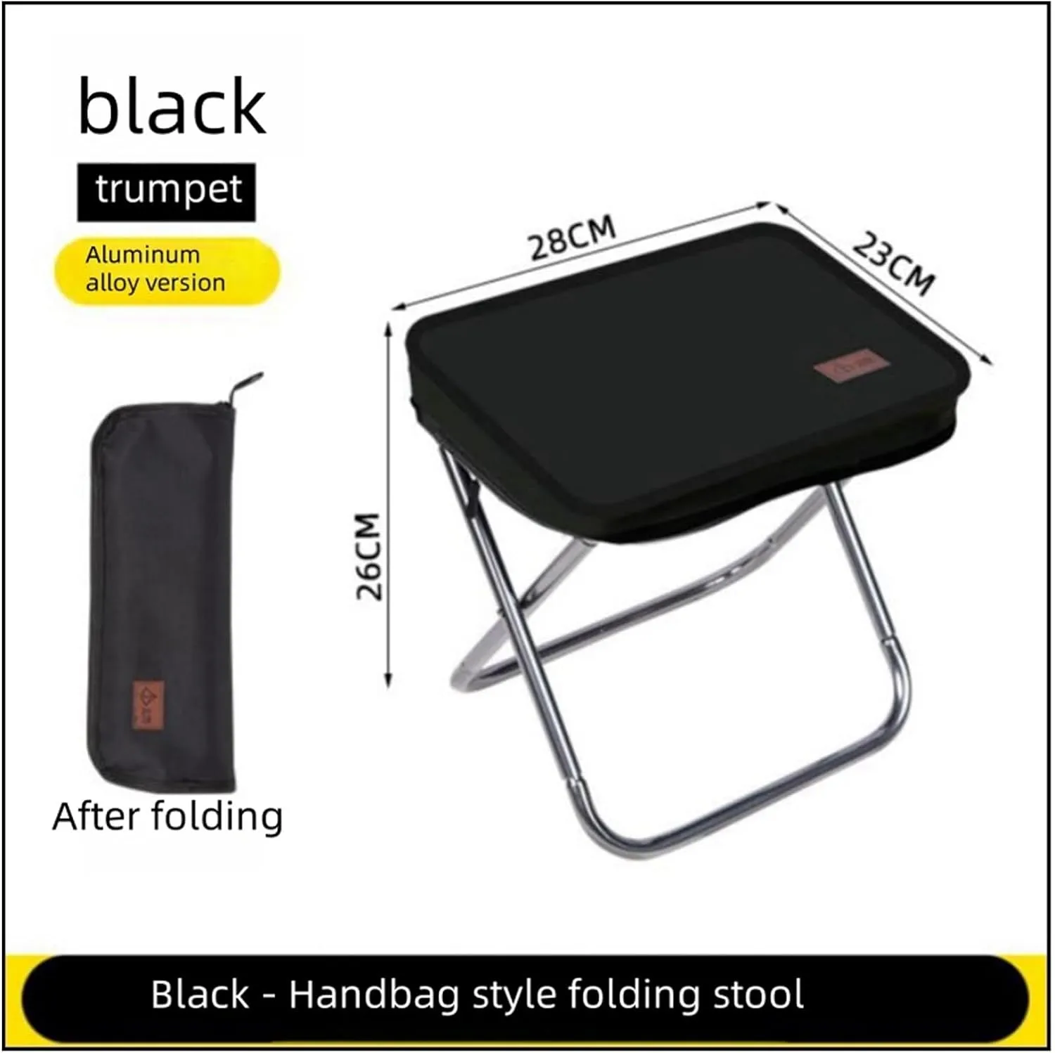 Pocket Handbag Stool，Pencil Bag Folding Stool for Sketching, Camping, Horse Tying, Fishing, Tourism, Leisure, Outdoor Small Stool(Black,Small)