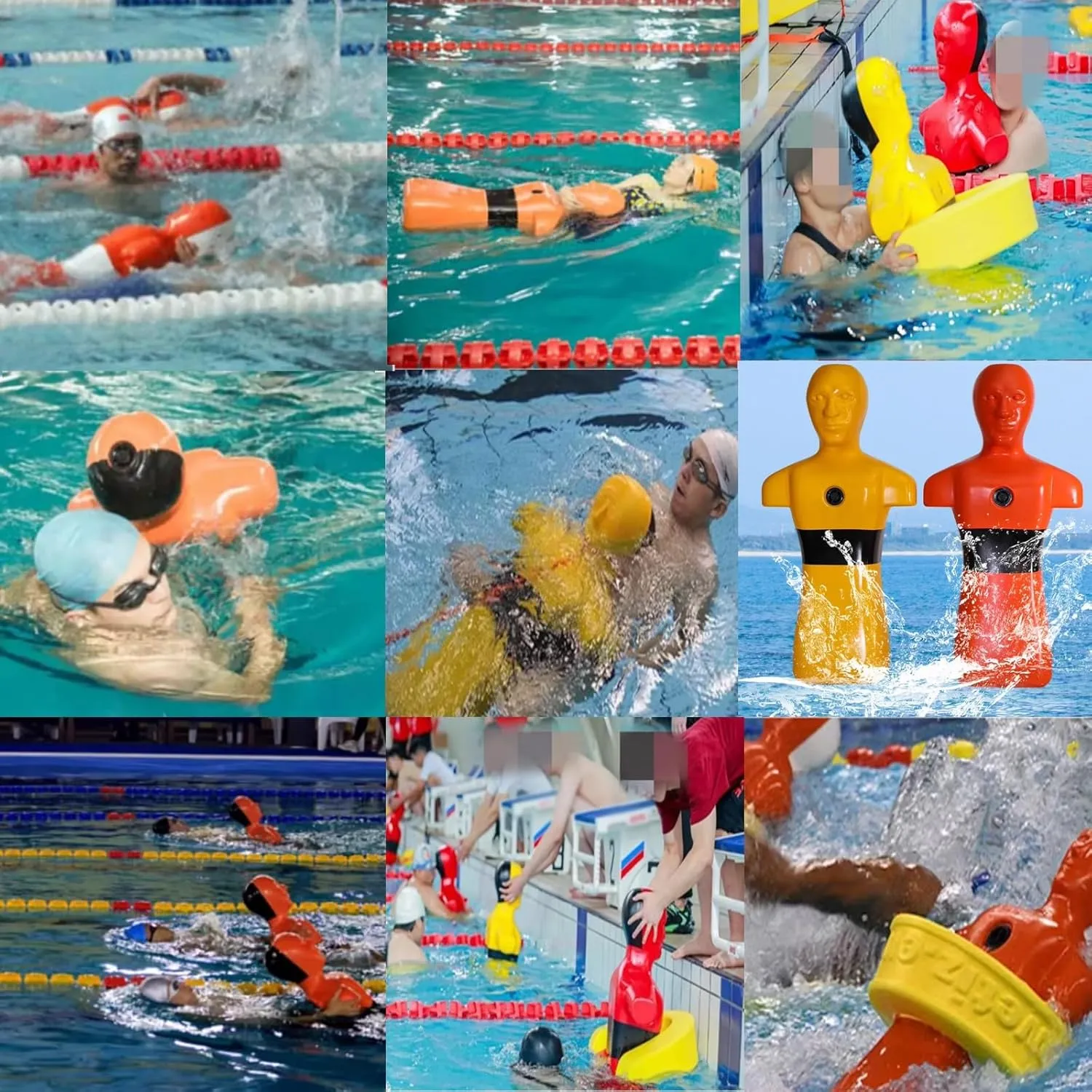 Pool Water Rescue Training Dummy, Orange Yellow Drowning Prevention Teaching Tools, 100cm Fire Training Drill Dummys 2 Pack for School/Community/Sports Stadiums(Orange,2 Pack)