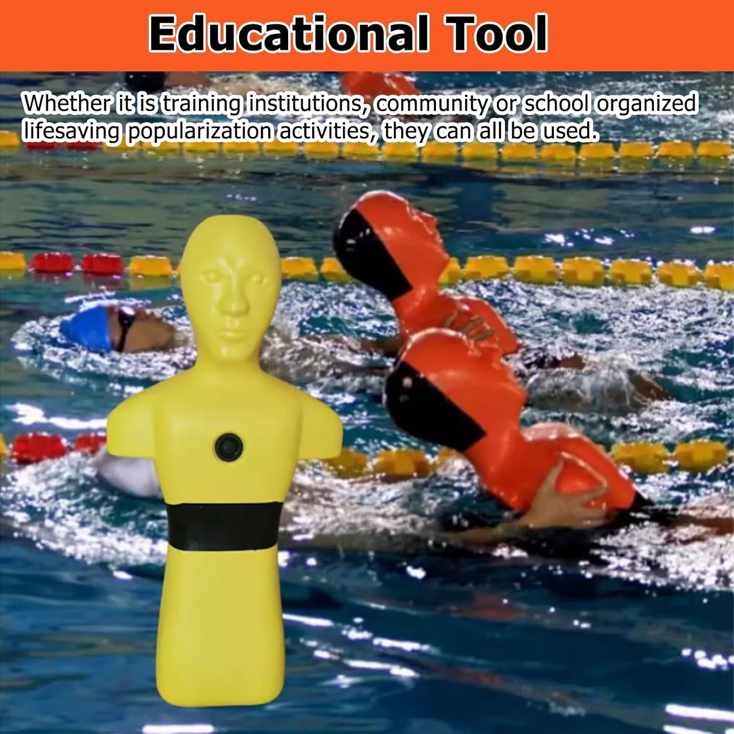 Pool Water Rescue Training Dummy, Orange Yellow Drowning Prevention Teaching Tools, 100cm Fire Training Drill Dummys 2 Pack for School/Community/Sports Stadiums(Orange,2 Pack)