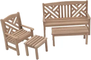 POPETPOP 1 Set Scale Dollhouse Outdoor Chair and Table Ornament Compact Design for Miniature Garden Decor