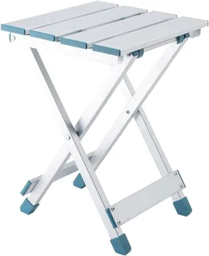Portable Aluminum Alloy Folding Stool for Outdoor, Travel, and Home Use - Compact & Lightweight, Easy to Carry, Non-Slip Design, 43x26.5 cm, White