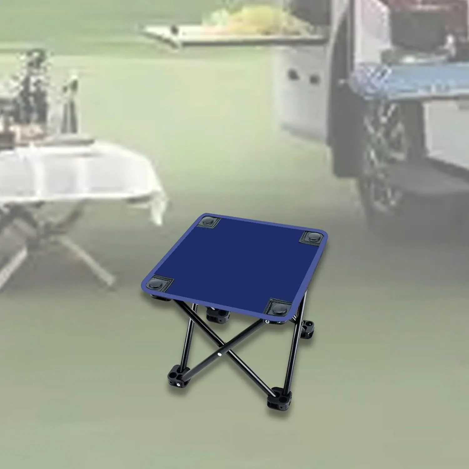 Portable Camping Stool Camp Stool Folding Stool 11 inch Lightweight Compact Foldable Footstool for Lawn Garden, Dark Blue