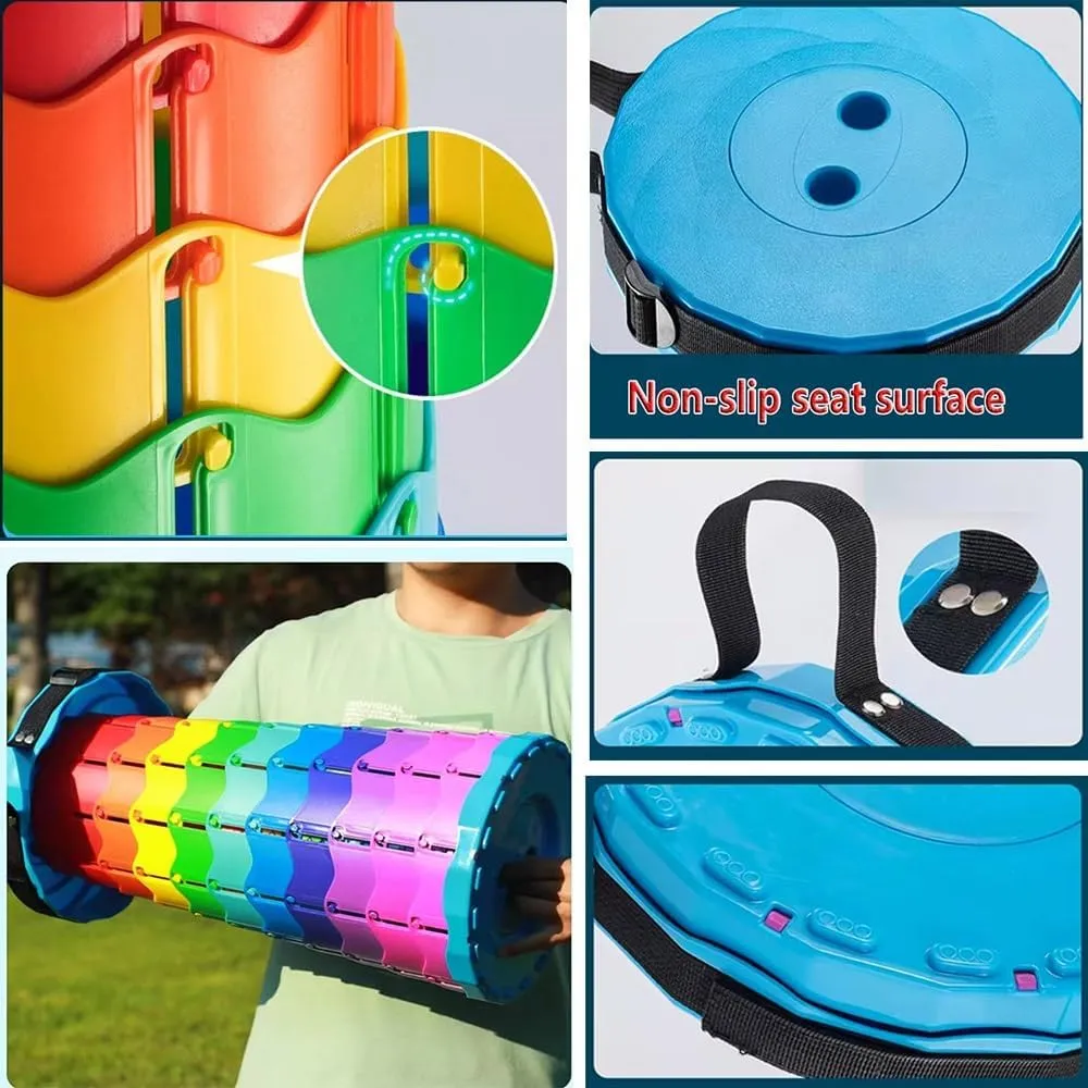 Portable Collapsible Hiking Stool Seat, Retractable Adjustable Camping Stool, Foldable Plastic Stool Lightweight for Fishing Hiking BBQ Travel(Black)