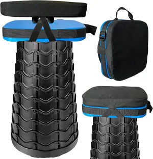 Portable Collapsible Stool Set - Heavy Duty Square Foldable Stool   Thick Seat Cushion - 550lbs Load Capacity for Camping Travel Picnic Gardening (Blue/Black)