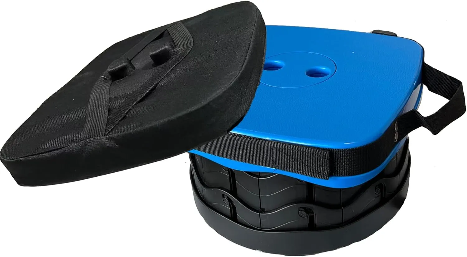 Portable Collapsible Stool Set - Heavy Duty Square Foldable Stool   Thick Seat Cushion - 550lbs Load Capacity for Camping Travel Picnic Gardening (Blue/Black)