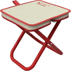 Portable Folding Camping Stool, 11-Inch Height, Red and White, Ultralight Design