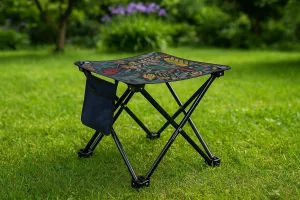 Portable Folding Camping Stool, 13.5 Inch Height, with Carry Bag, for Outdoor, Beach, Hiking, Fishing (Black)