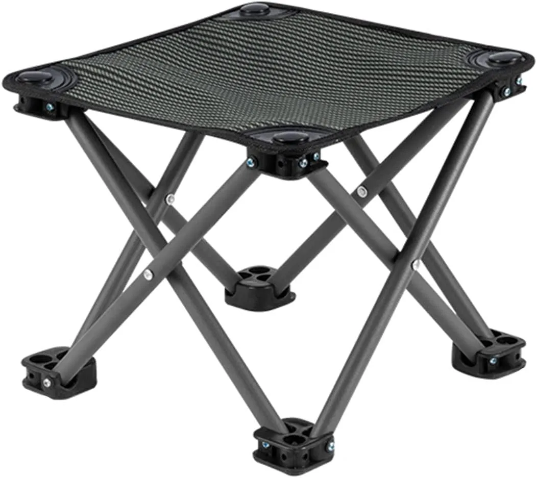 Portable Folding Camping Stool Portable Folding Stool for Outdoor Camping Walking Hiking Fishing with Carry Bag. (Black)