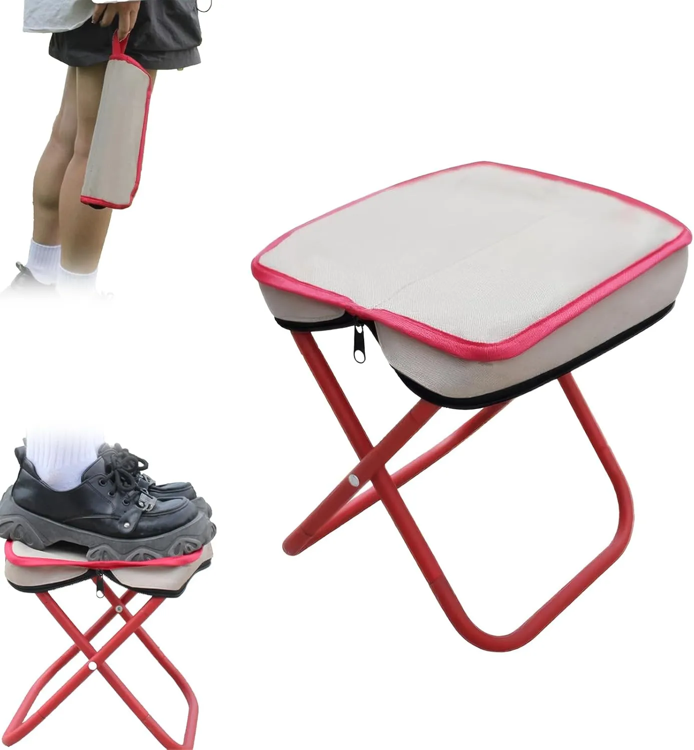 Portable Folding Camping Stool,Camping Stools for Adults,Travel Chair Slacker Chair for Camping,Portable Retractable Folding Telescoping Foldable Camping Stool (15.7X13.7x1.57)