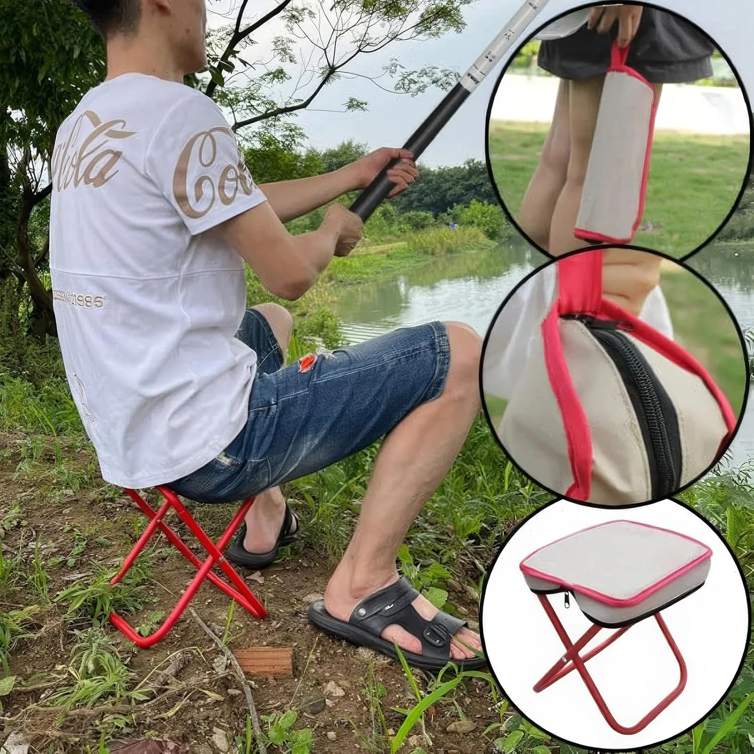 Portable Folding Camping Stool,Camping Stools for Adults,Travel Chair Slacker Chair for Camping,Portable Retractable Folding Telescoping Foldable Camping Stool (15.7X13.7x1.57)